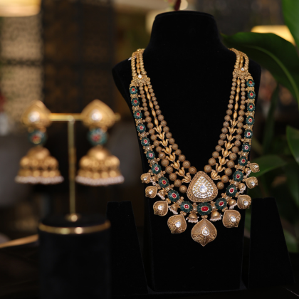 Royal Peacock Bridal Gold Necklace Set