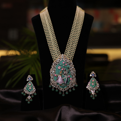Royal Meenakari Pearl Bridal Necklace & Earrings Set
