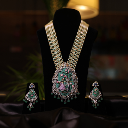 Royal Meenakari Pearl Bridal Necklace & Earrings Set