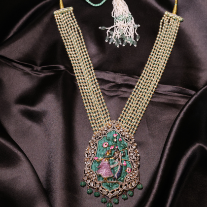 Royal Radha-Krishna Meenakari Pearl Necklace
