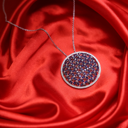 Royal Ruby Sapphire Circle Pendant