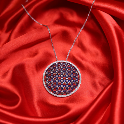 Royal Ruby Sapphire Circle Pendant