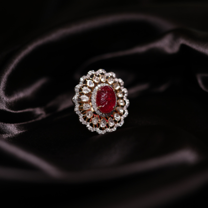 Royal Polki Gemstone Ring Trio