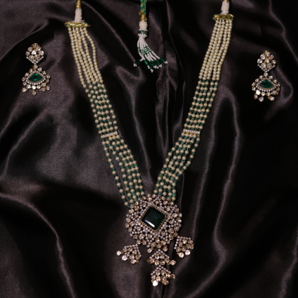 Emerald Royale Polki Pearl Necklace & Earring Set | Santosh Ji Jewellers Moradabad