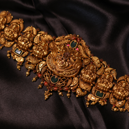Antique Temple Vaddanam Waist Belt with Goddess Lakshmi Motif