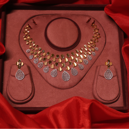Diamond Teardrop Dual-Tone Necklace Set